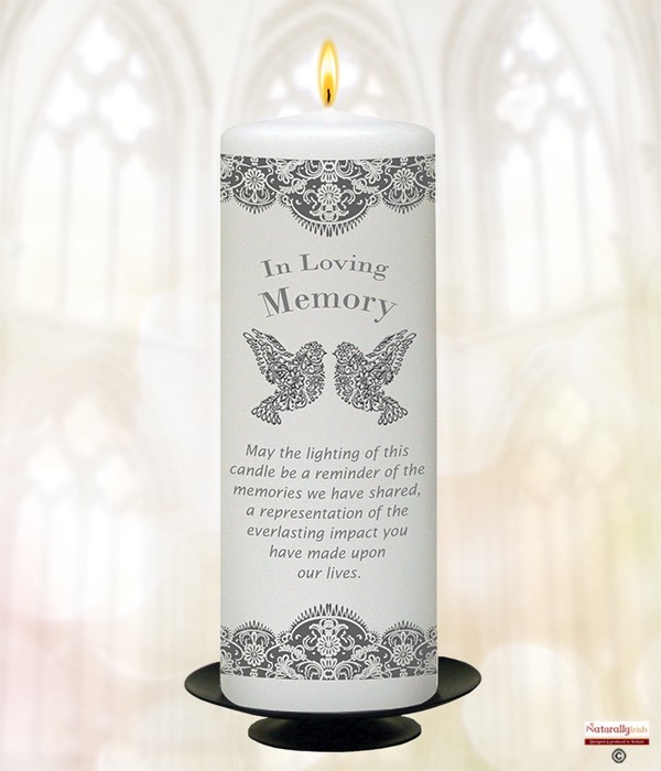 Doves Silver 9inch Remembrance Candle