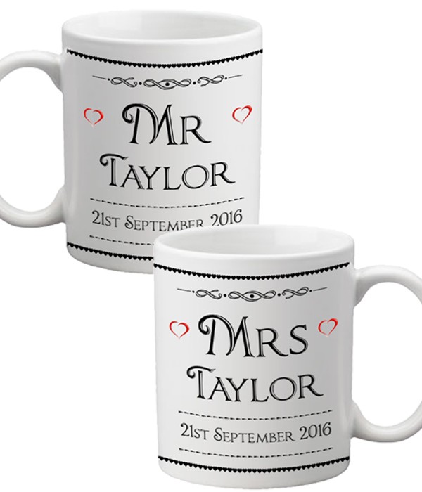 Mr & Mrs Personalised Mug (Set of Two)