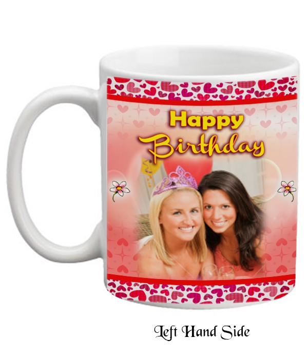 Birthday: Photo Mouse & Flowers Personalised Mug