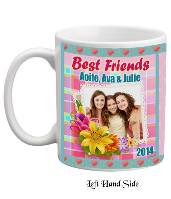 Best Friends & Flowers Photo Personalised Mug