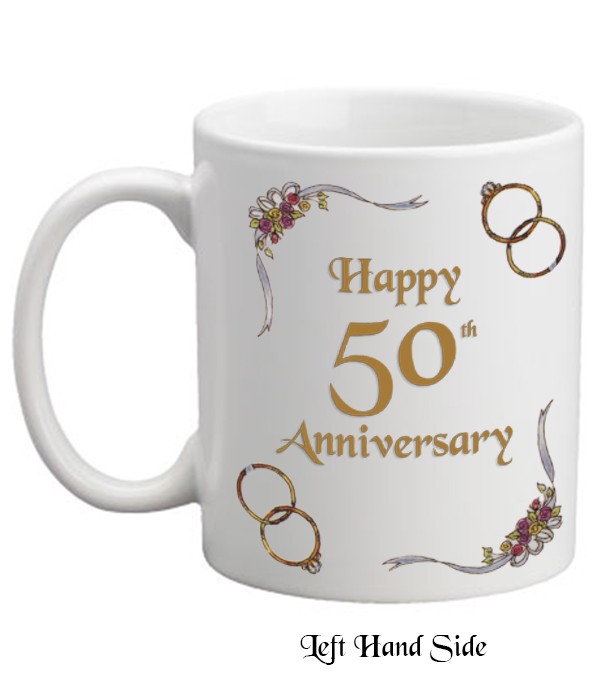 Ribbons & Rings 50th Anniversary Personalised Mug