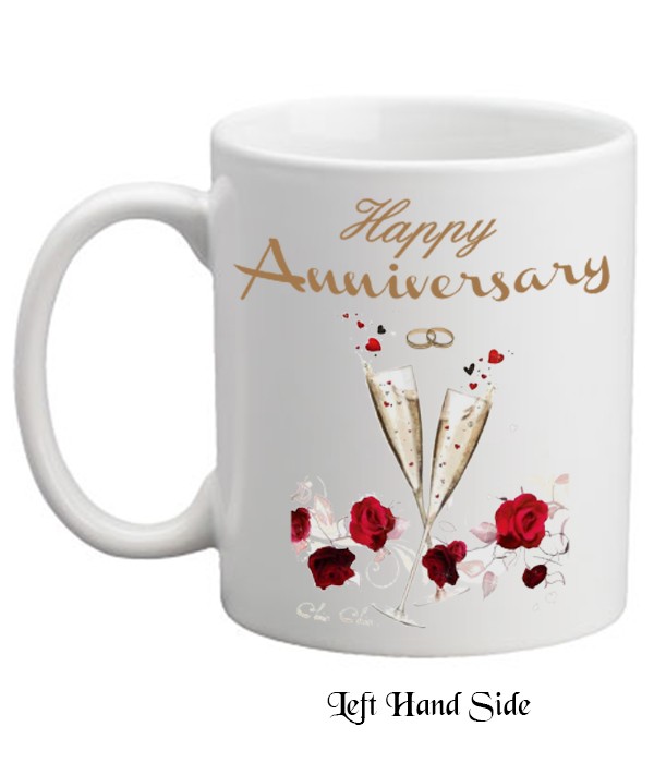 Champagne, Rings & Roses Anniversary Personalised Mug
