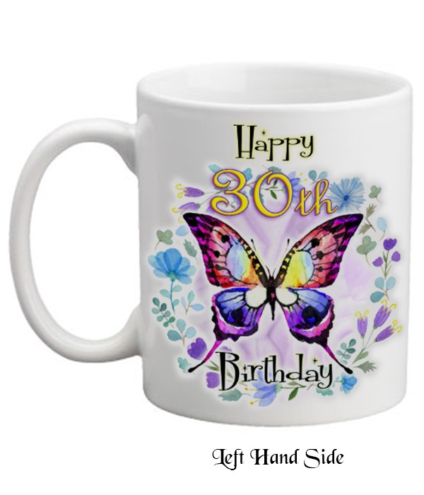 Happy Birthday Purple Butterfly Mug
