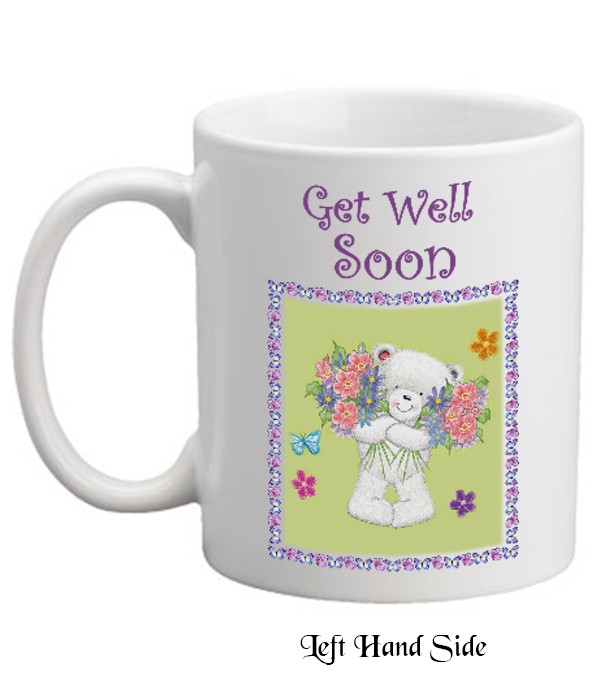 Get Well Soon Teddy & Flowers Personalised Mug