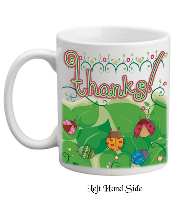 Thank You Ladybirds & Leaves Personalised Mug
