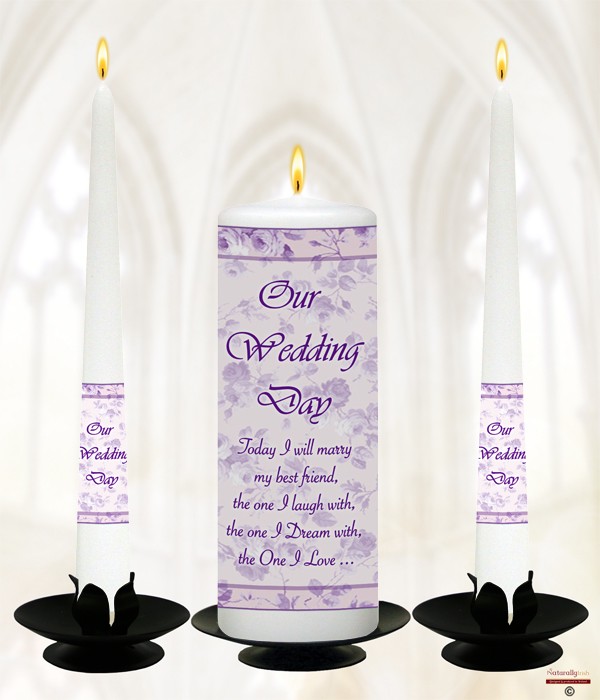 Lilac Flower Frame Wedding Candles