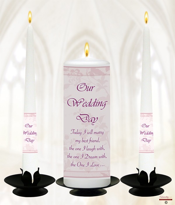 Pink Flower Frame Wedding Candles