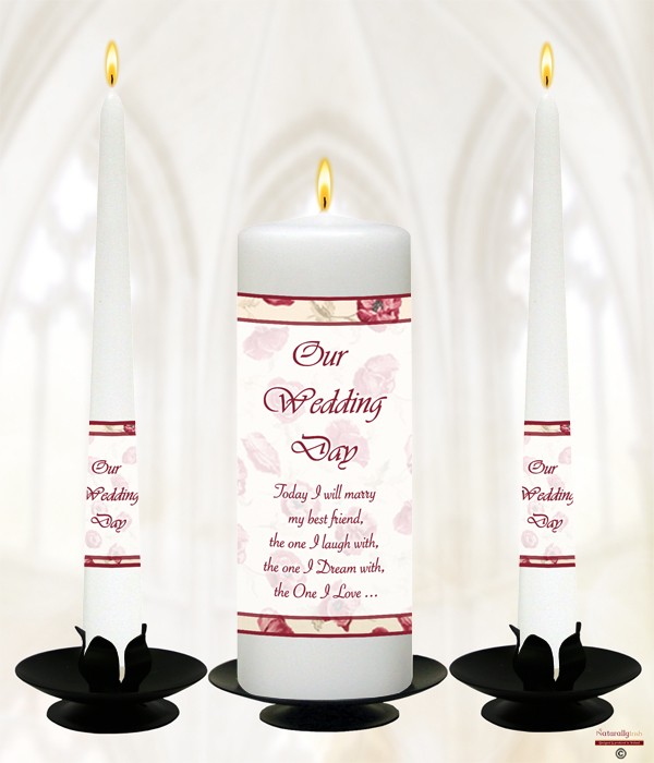 Red Flower Frame Wedding Candles