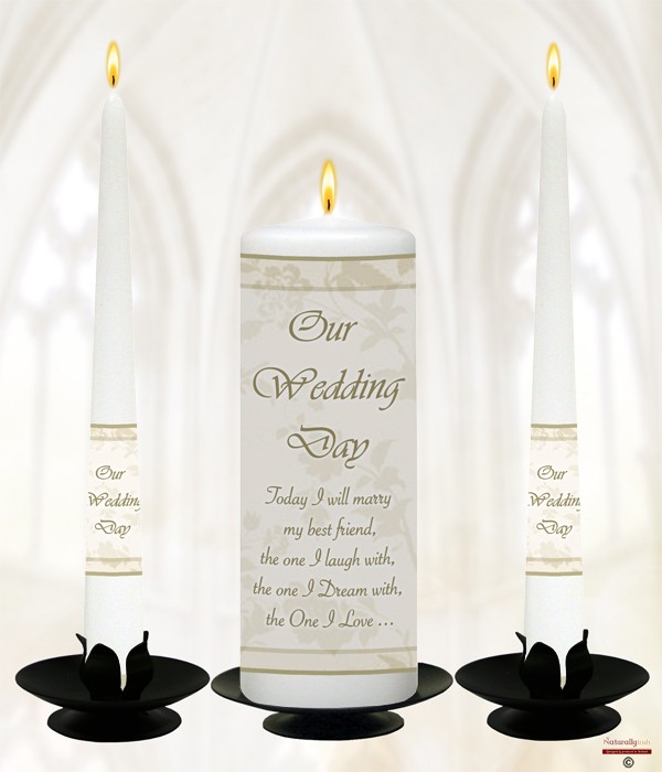 Cream Flower Frame Wedding Candles