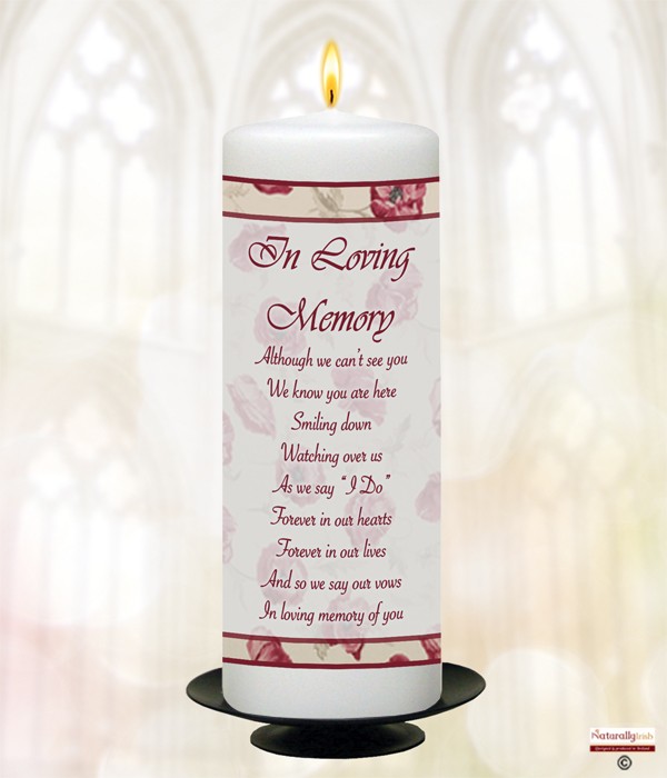 Red Flower Frame 9inch Remembrance Candle