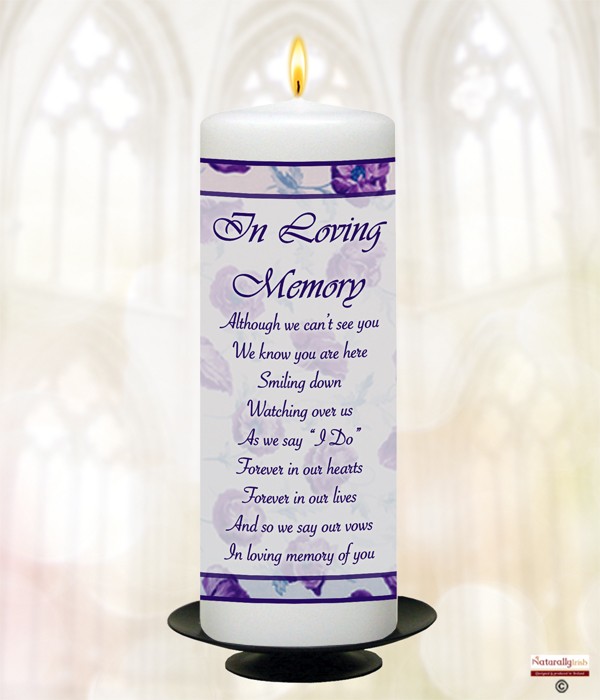 Purple Flower Frame 9inch Remembrance Candle