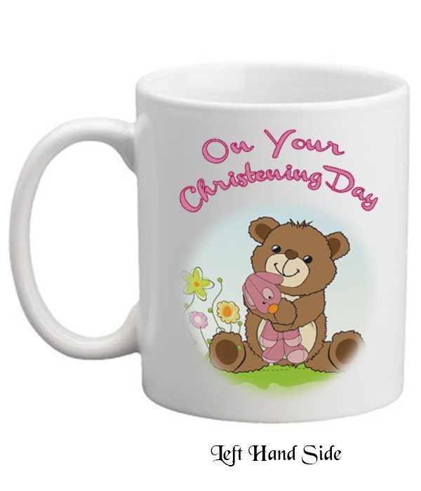 Cute Teddy & Flowers Pink Personalised Mug