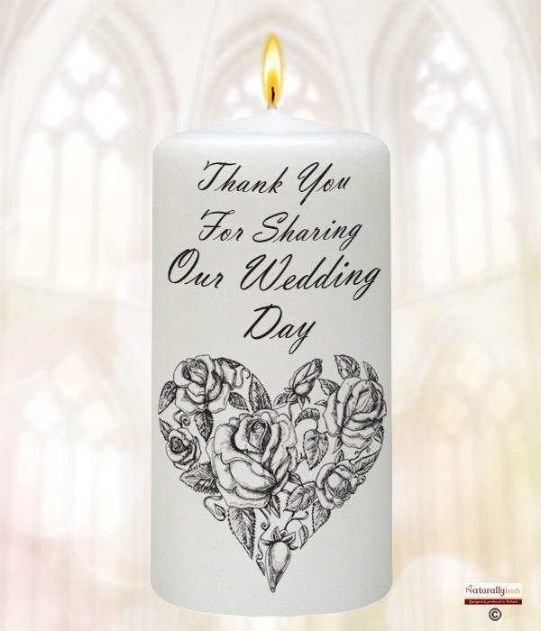 Rose Heart Silver Wedding Favour Candle