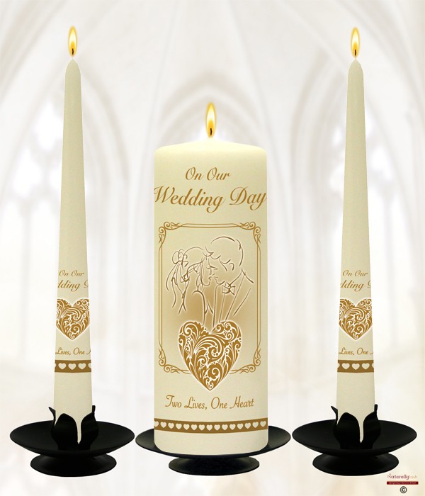First Kiss Gold Wedding Candles