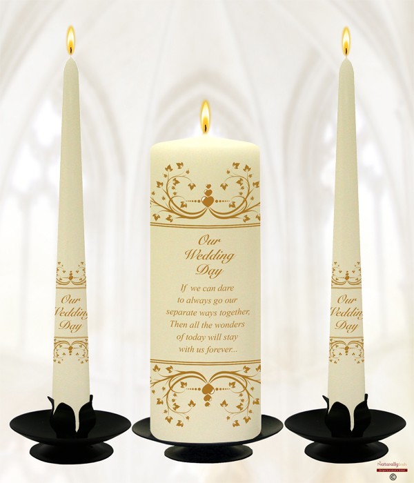 Hearts & Vines Gold Wedding Candles