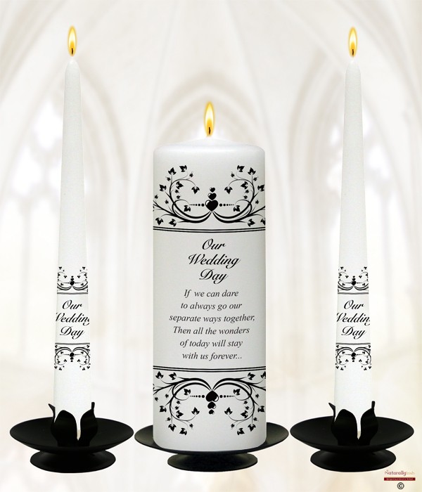 Hearts & Vines Silver Wedding Candles