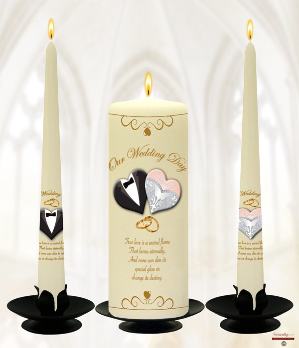 Tux & Gown Gold Wedding Candles