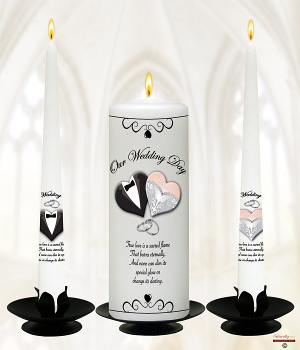 Tux & Gown Silver Wedding Candles