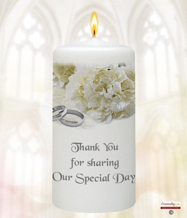 White Bouquet & Silver Rings Wedding Favour