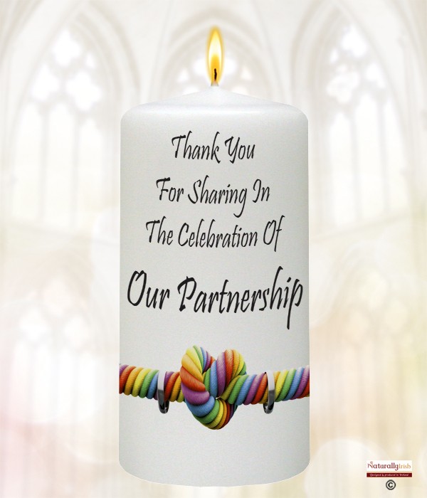 Rainbow Heart & Rings Silver Civil Partnership Favour