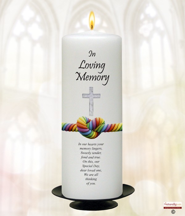 Rainbow Heart & Cross Silver Wedding Remembrance Candle