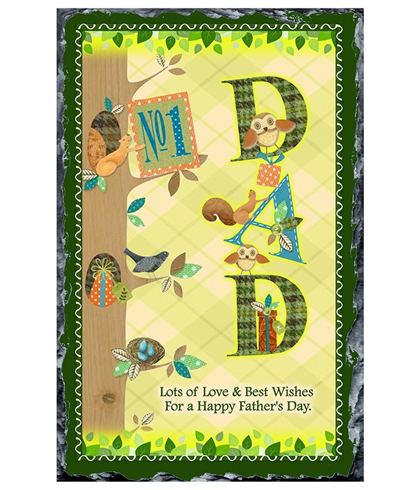 No.1 Dad Tree & Animals Slate