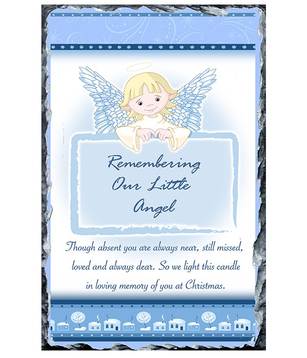 Babys Remembrance - Angel Wings Blue Slate
