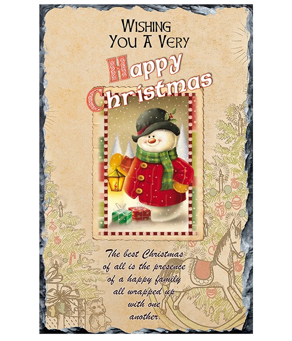 Postcard Snowman & Lantern Slate