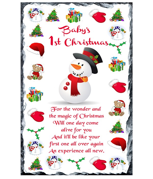 Snowman - Babys 1st Xmas Snowmen Slate