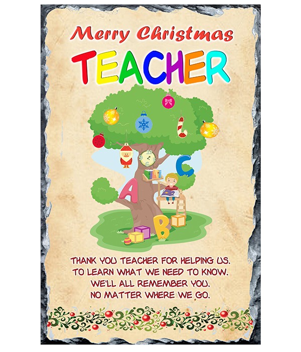 Christmas Teacher Tree & Bobbles Slate