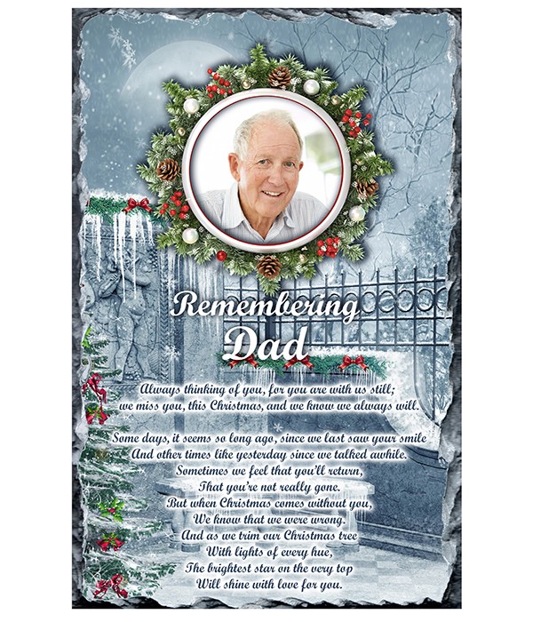 Christmas Wreath Photo Remembrance Slate