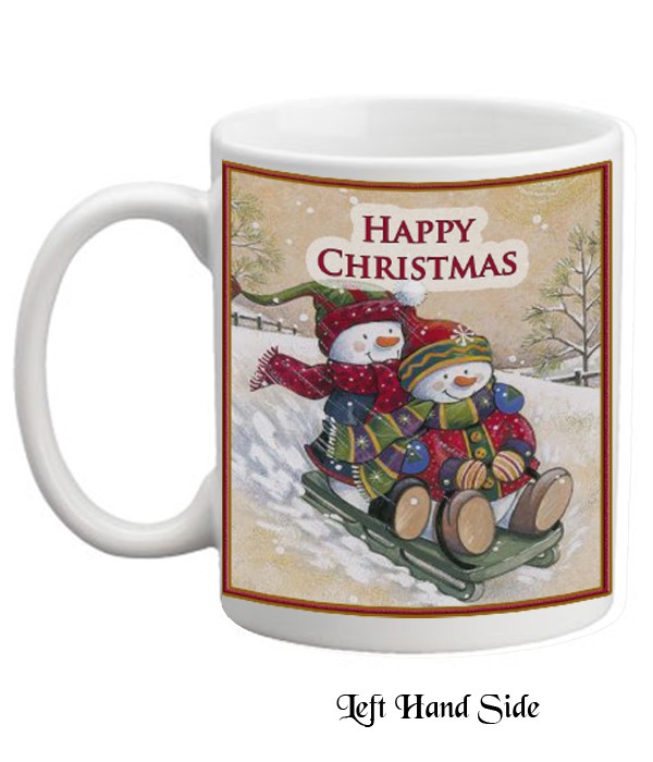 Classic Frosty Snowmen On Sled Mug