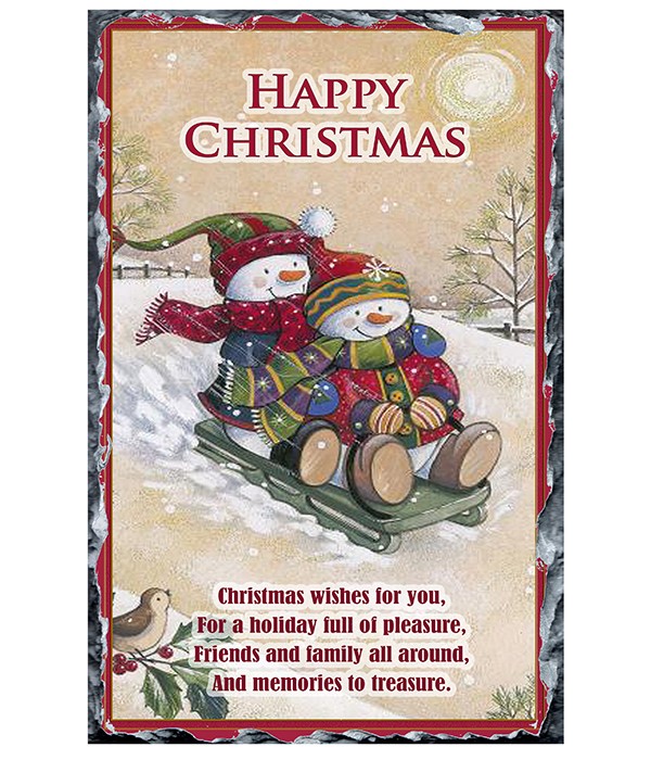 Classic Frosty Snowmen On Sled Slate