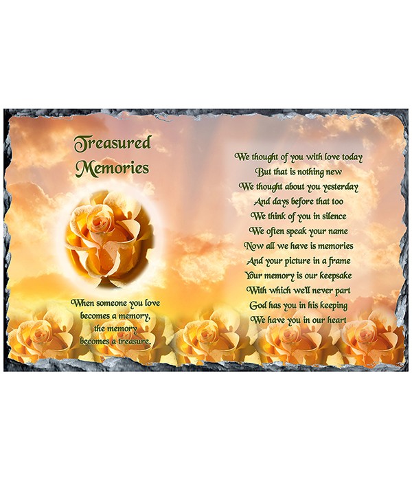 Remembrance Slate Peach Rose Treasured Memories