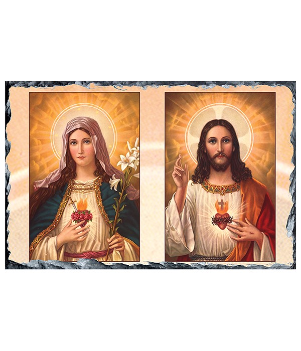 Blessed Mary & Sacred Heart Colour Large Slate