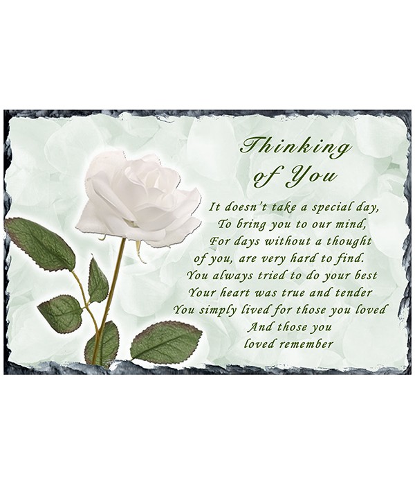 Remembrance Slate White Rose (Landscape)