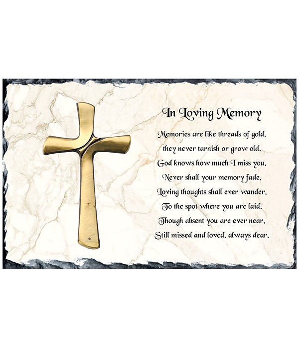 Remembrance Slate Gold Cross & Marble (Landscape)