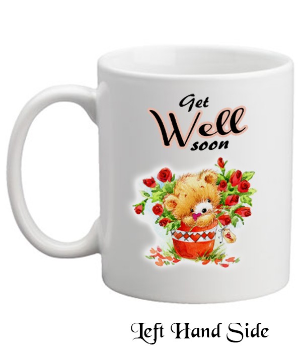 Get Well Soon Teddy in Red Pot Mug