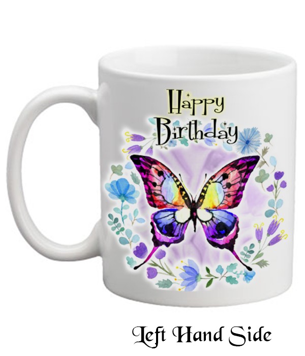 Happy Birthday Purple Butterfly Mug