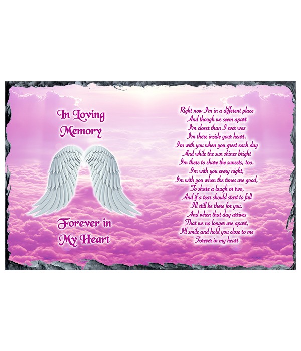 Remembrance Slate Clouds & Wings Pink