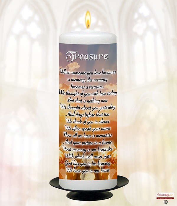 Peach Roses Treasure Remembrance Candle