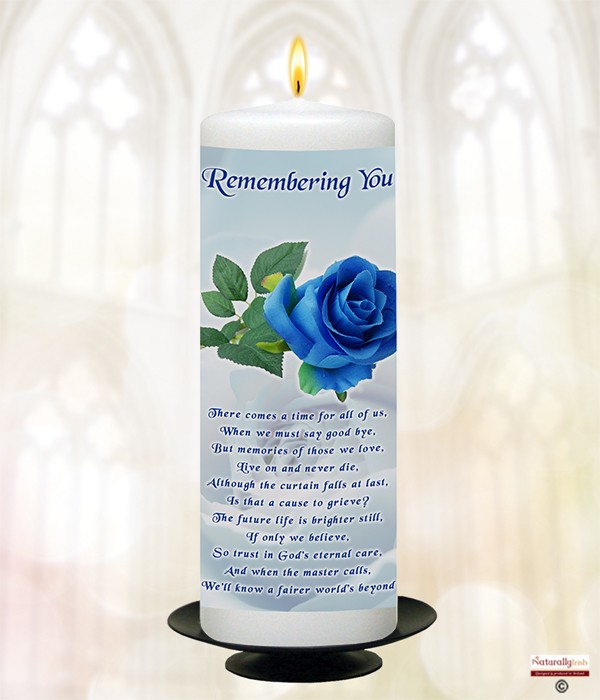 Single Blue Rose Remembrance Candle