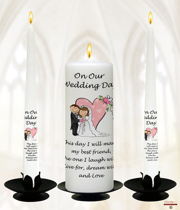 Holding Girl Cartoon Wedding Candles