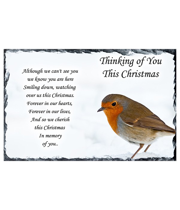 Robin in Snow Remembrance Slate Landscape