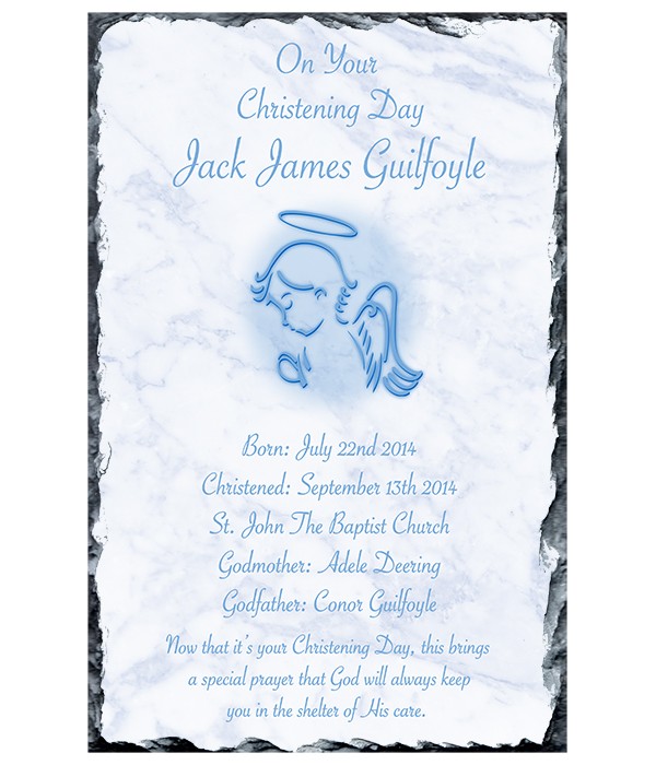 Christening Angel Blue Slate
