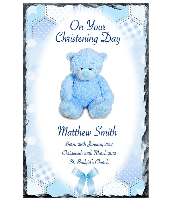 Dots & Ribbons Boy Teddy Slate