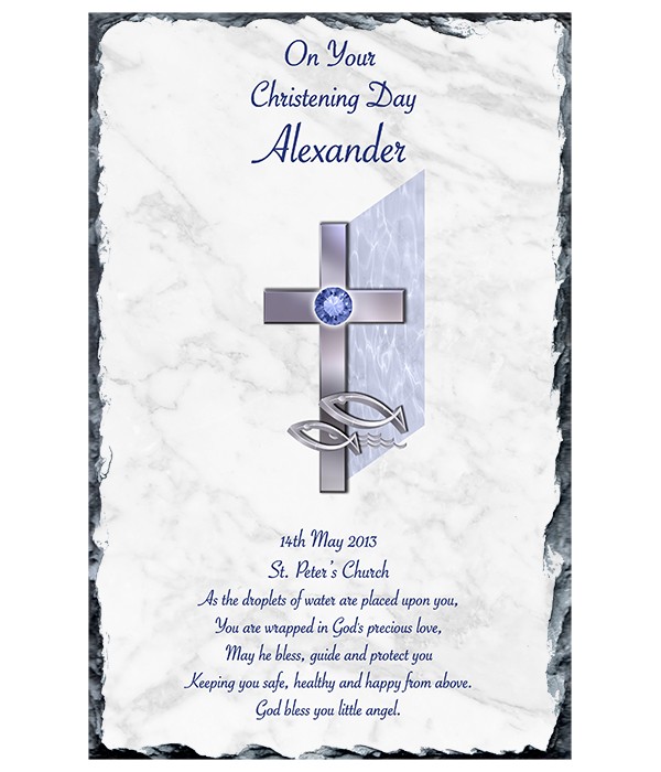 Cross & Fish Blue Slate