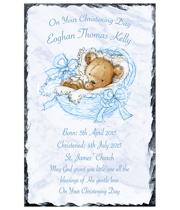 Teddy in Basket Blue Slate