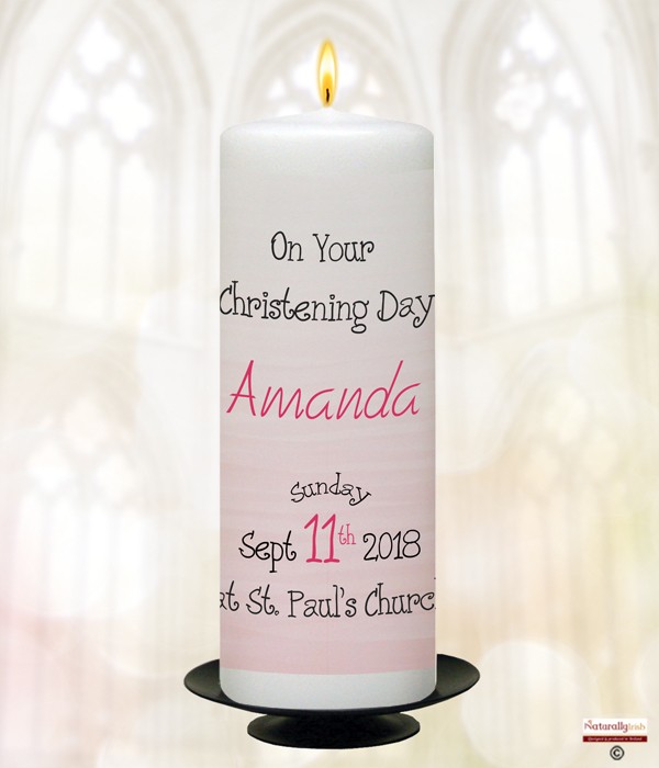 Faded Pink Christening Candle