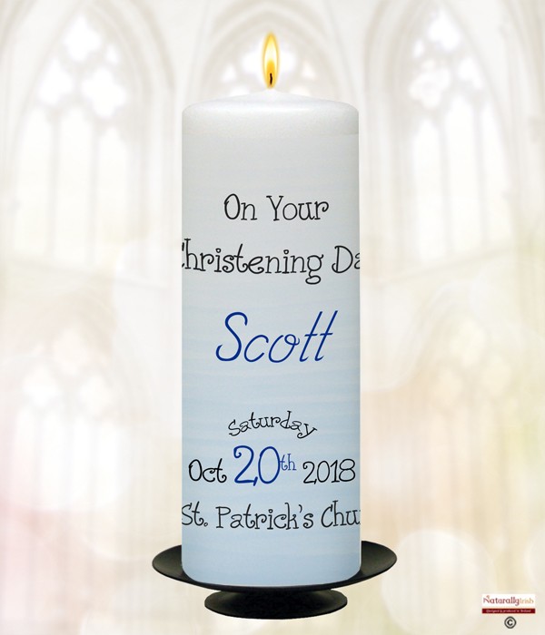 Faded Blue Christening Candle